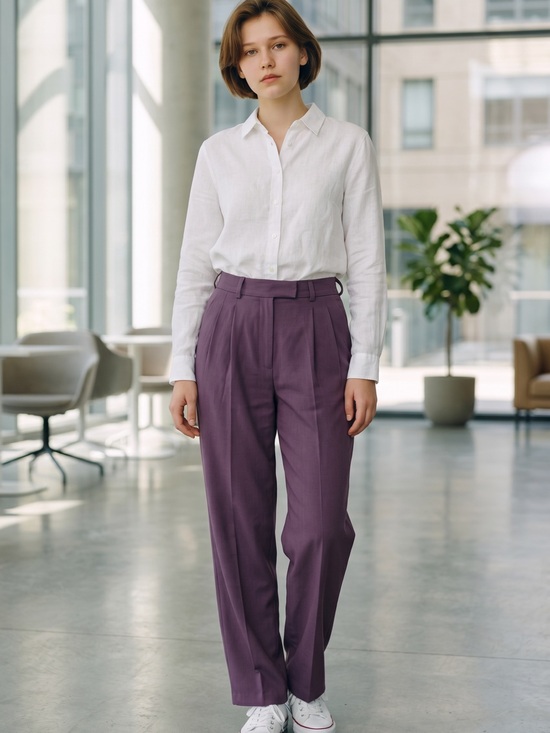 liz sport Pants - Elegant Purple Women's Trousers